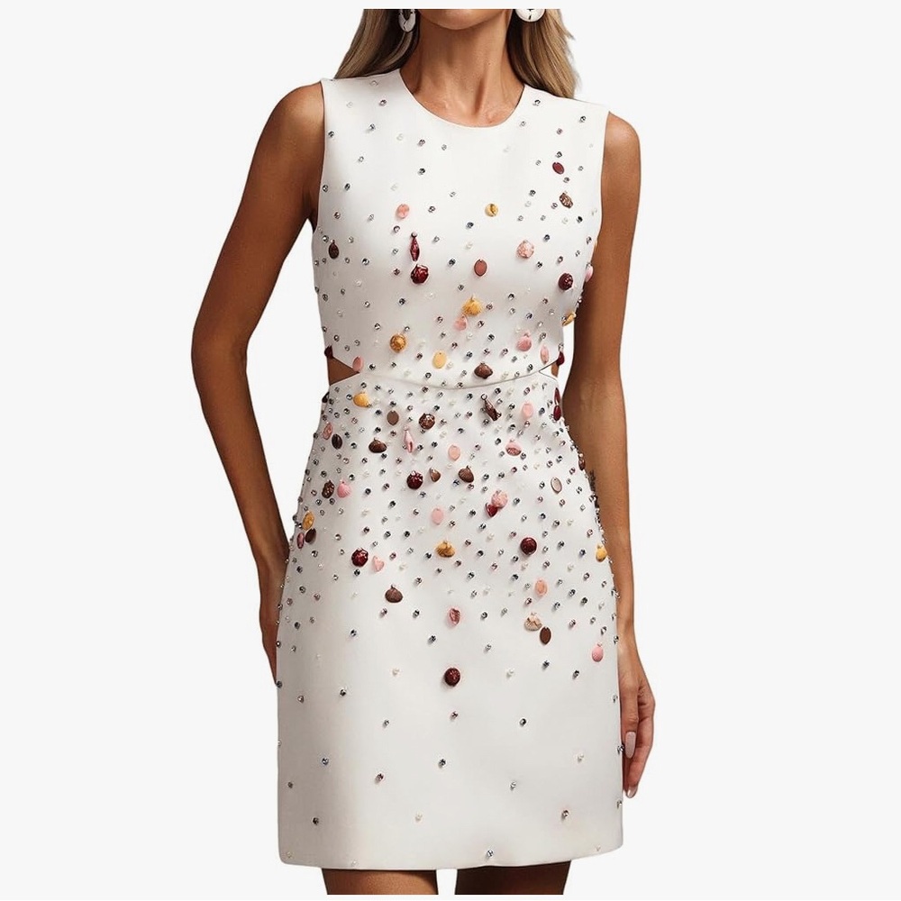 White Sequin Sheath Mini Dress for Cocktail Events